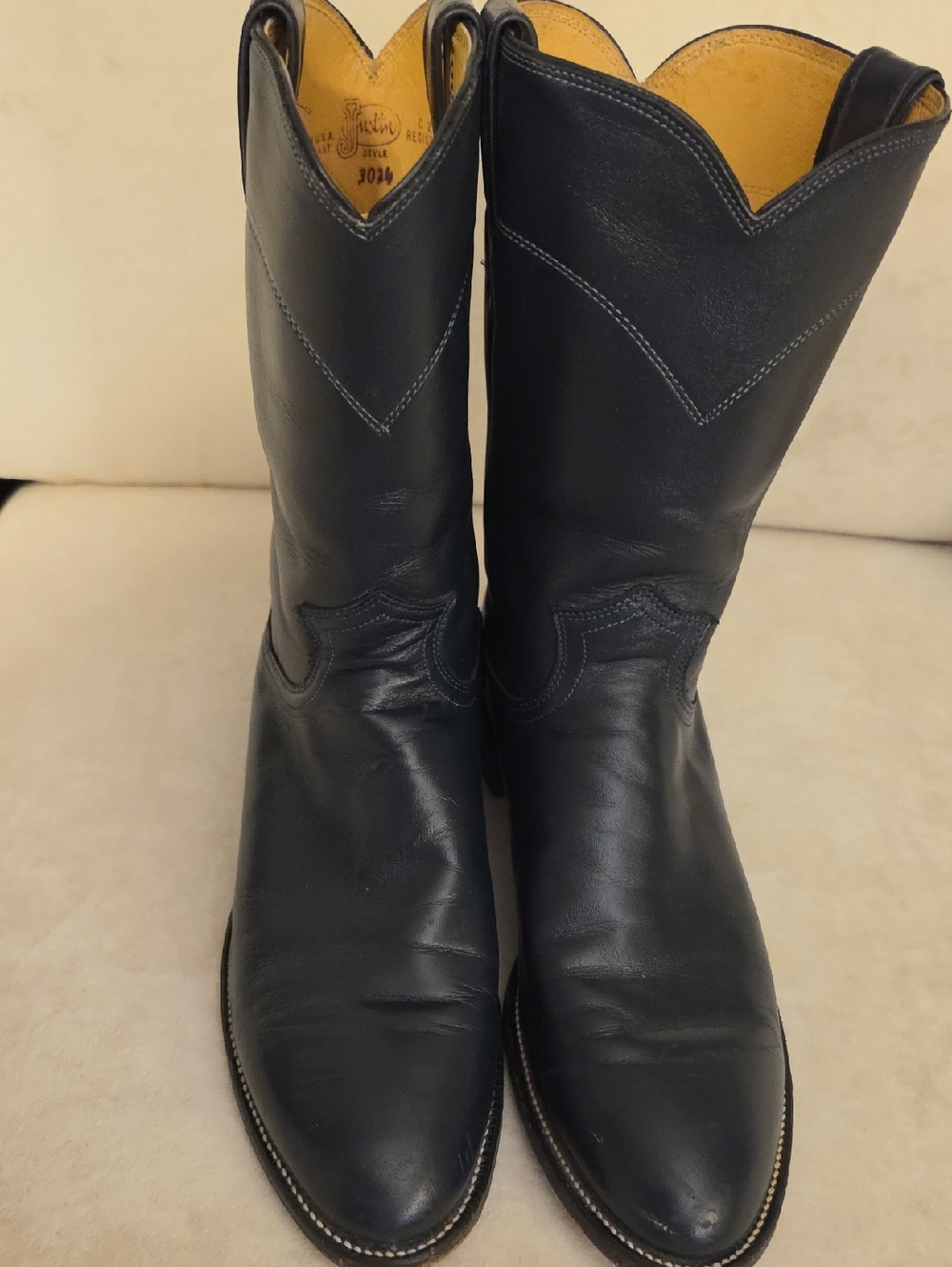 JUSTIN BOOTS, Men's Roper Style #3024, Dark Navy Blue, 10.5B, EUC